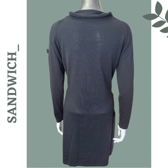 Sandwich Long Sleeve Knit Wool Blend Dress Color Block Detail Scoop Neck Medium - Picture 4 of 11